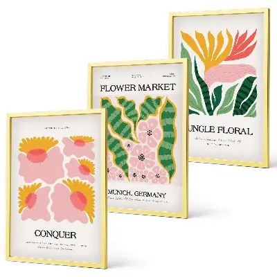 Fotowand met moderne posters van bloemen en bladeren