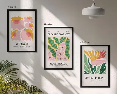 Fotowand met moderne posters van bloemen en bladeren