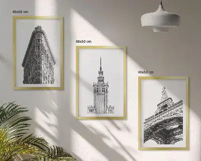 Wanddecoratie set schilderijen Architectonische zwart-witte gebouwen