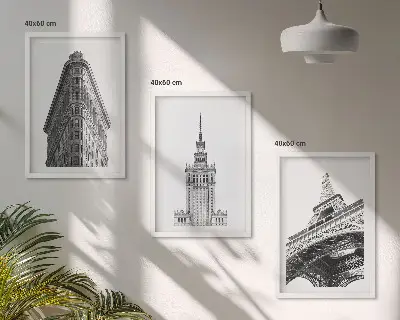 Wanddecoratie set schilderijen Architectonische zwart-witte gebouwen
