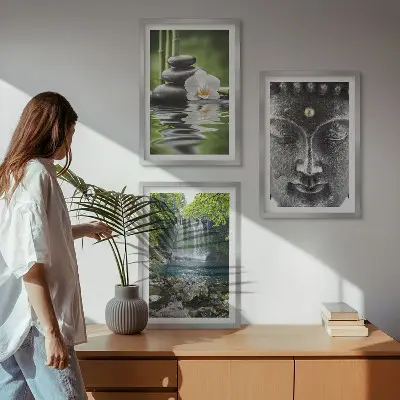Fotowand met water en een boeddha uit de serie harmoniestenen