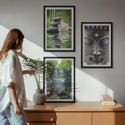 Fotowand met water en een boeddha uit de serie harmoniestenen