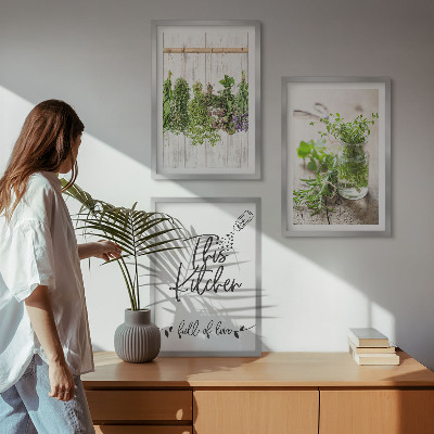 Wanddecoratie set schilderijen Keukenthema met gedroogde kruiden