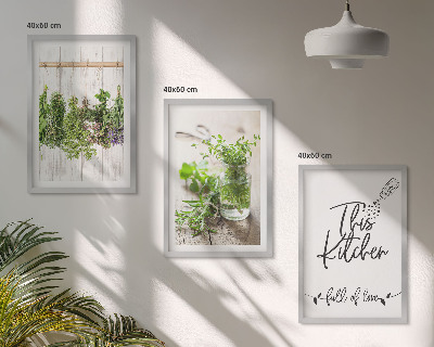 Wanddecoratie set schilderijen Keukenthema met gedroogde kruiden