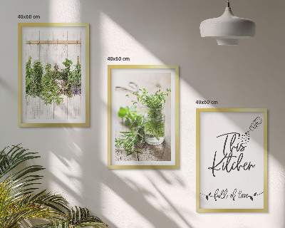 Wanddecoratie set schilderijen Keukenthema met gedroogde kruiden