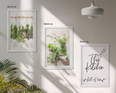 Wanddecoratie set schilderijen Keukenthema met gedroogde kruiden