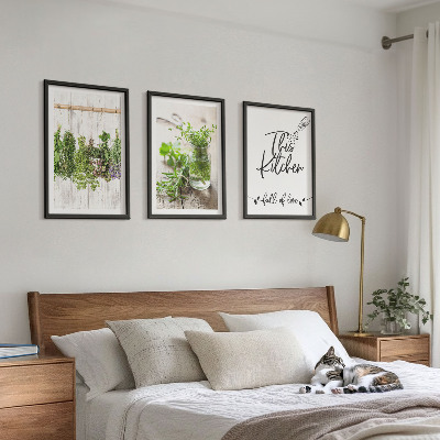 Wanddecoratie set schilderijen Keukenthema met gedroogde kruiden