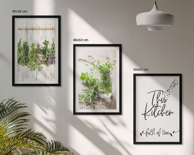 Wanddecoratie set schilderijen Keukenthema met gedroogde kruiden
