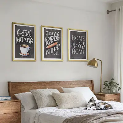 Fotowand met motieven en opschriften voor de keuken