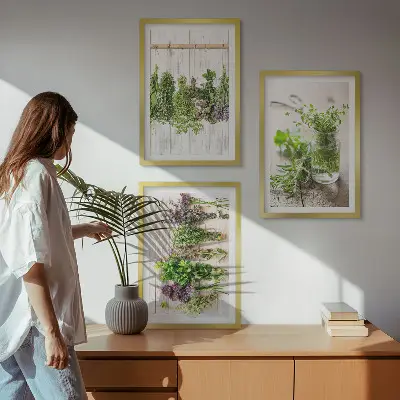 Schilderijenset kruidenplanten wanddecoratie voor in de keuken