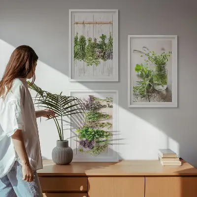 Schilderijenset kruidenplanten wanddecoratie voor in de keuken