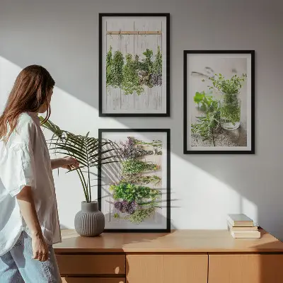 Schilderijenset kruidenplanten wanddecoratie voor in de keuken