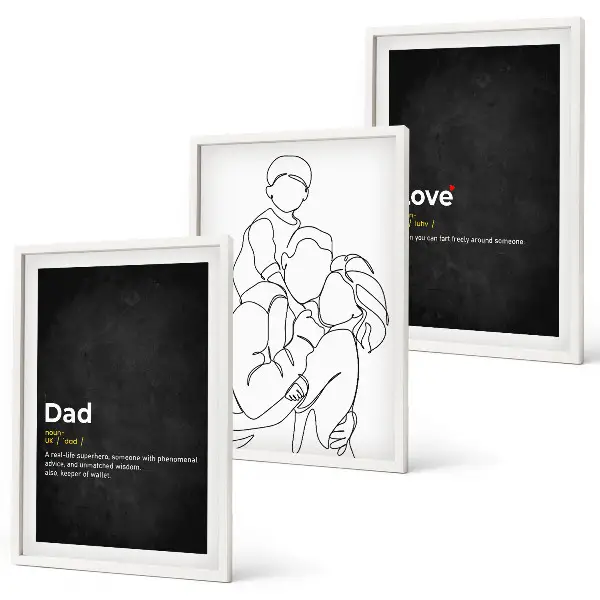 Fotowand familie lijntekening van liefde en vaderschap