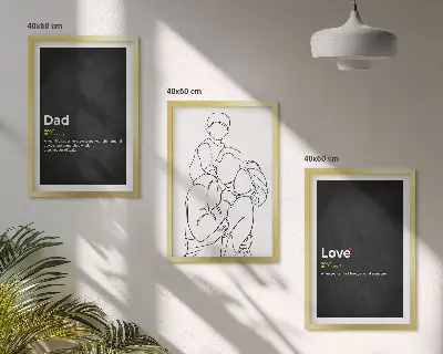 Fotowand familie lijntekening van liefde en vaderschap