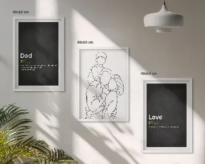 Fotowand familie lijntekening van liefde en vaderschap