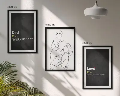 Fotowand familie lijntekening van liefde en vaderschap