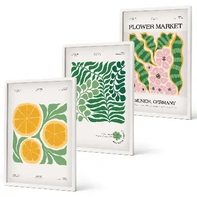 Fotowand met pastelkleurige fruit- en plantenmotieven
