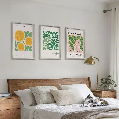 Fotowand met pastelkleurige fruit- en plantenmotieven