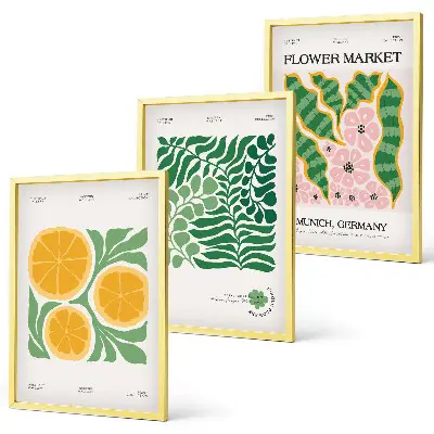 Fotowand met pastelkleurige fruit- en plantenmotieven