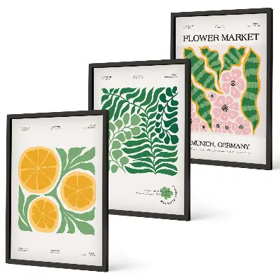 Fotowand met pastelkleurige fruit- en plantenmotieven