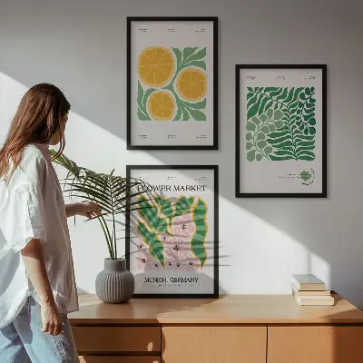 Fotowand met pastelkleurige fruit- en plantenmotieven