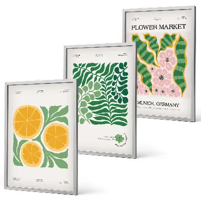 Fotowand met pastelkleurige fruit- en plantenmotieven