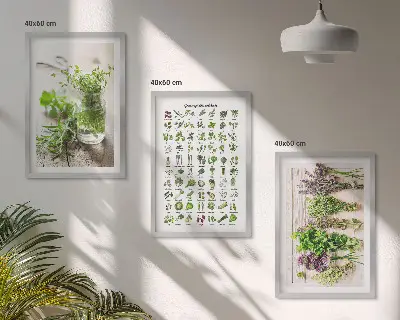 Wanddecoratieset schilderijen met gedroogde kruiden voor in de keuken