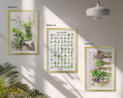Wanddecoratie set schilderijen Gedroogde kruiden voor in de keuken