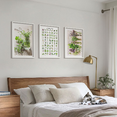 Wanddecoratie set schilderijen Gedroogde kruiden voor in de keuken