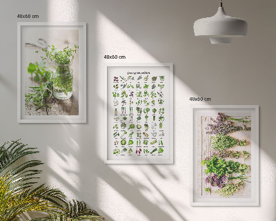 Wanddecoratie set schilderijen Gedroogde kruiden voor in de keuken