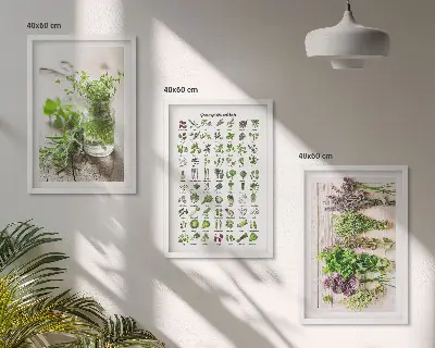 Wanddecoratieset schilderijen met gedroogde kruiden voor in de keuken