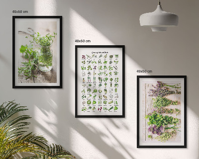 Wanddecoratie set schilderijen Gedroogde kruiden voor in de keuken