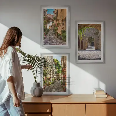 Fotowand Italiaanse straatbloemen en architectuur