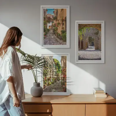 Fotowand Italiaanse straatbloemen en architectuur