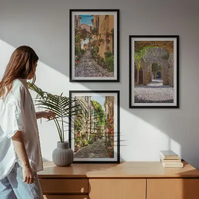 Fotowand Italiaanse straatbloemen en architectuur
