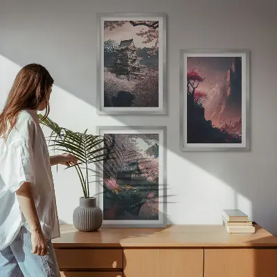 Fotowand met fantasielandschappen van de Japanse bergen
