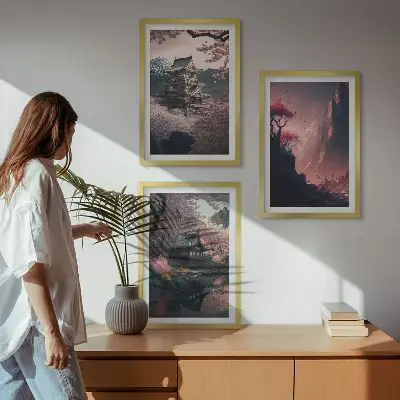 Fotowand met fantasielandschappen van de Japanse bergen