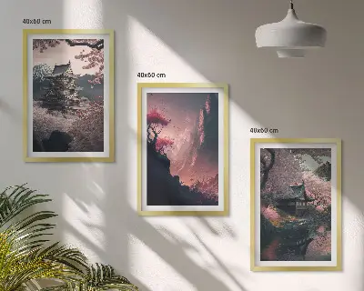 Fotowand met fantasielandschappen van de Japanse bergen