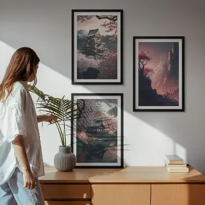 Fotowand met fantasielandschappen van de Japanse bergen