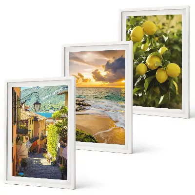 Wanddecoratie set schilderijen Straten, zee, strand, citrusbomen