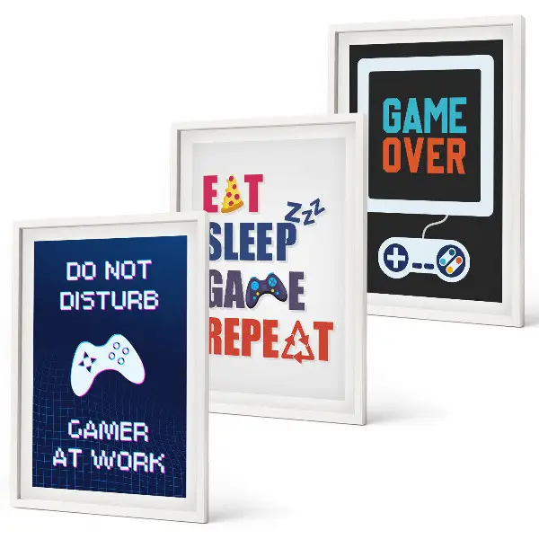 Wanddecoratiesset met schilderijen voor de gamer