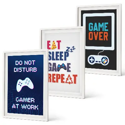 Wanddecoratie set schilderijen Ondertitels voor het vermaak van de gamer.