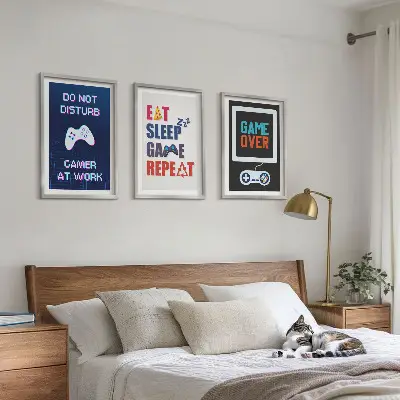Wanddecoratiesset met schilderijen voor de gamer