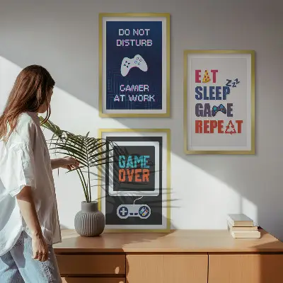 Wanddecoratiesset met schilderijen voor de gamer