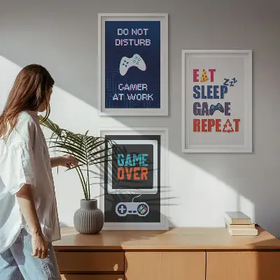 Wanddecoratiesset met schilderijen voor de gamer