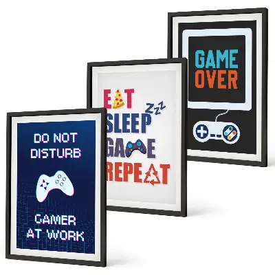 Wanddecoratiesset met schilderijen voor de gamer