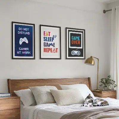 Wanddecoratiesset met schilderijen voor de gamer