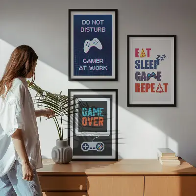 Wanddecoratiesset met schilderijen voor de gamer