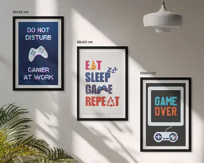 Wanddecoratiesset met schilderijen voor de gamer