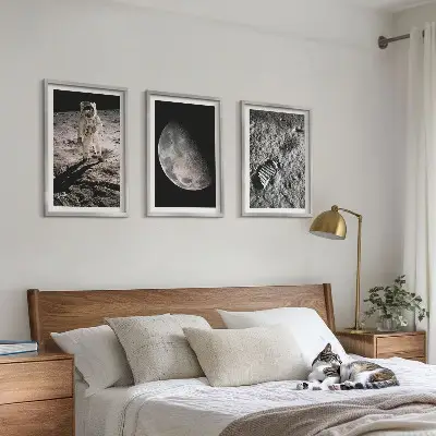 Wanddecoratie set schilderijen Foto van een astronaut op de maan